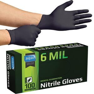 Black Nitrile Gloves HEAVY DUTY 6 Mil Nitrile Chemical Resistant Medical